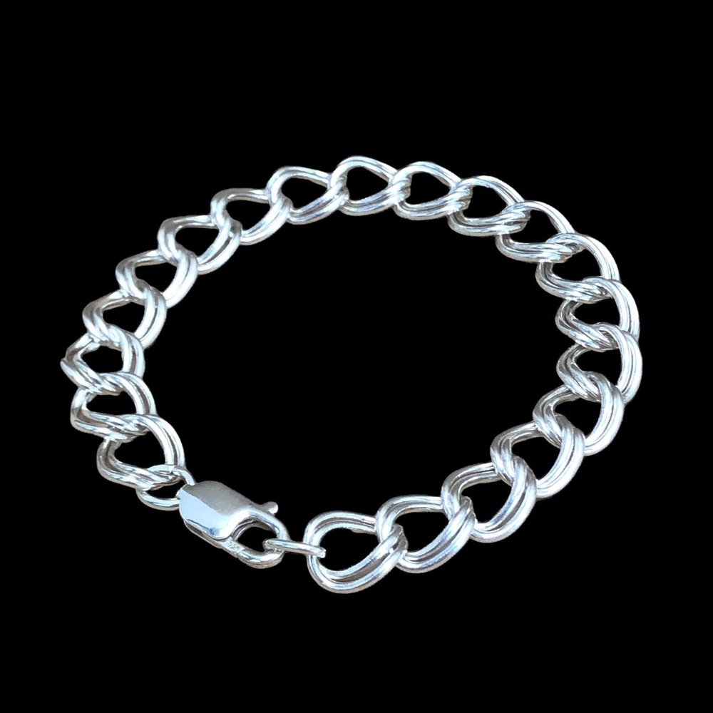 Vintage PROCHAIN STERLING SILVER Double Link Charm Bracelet